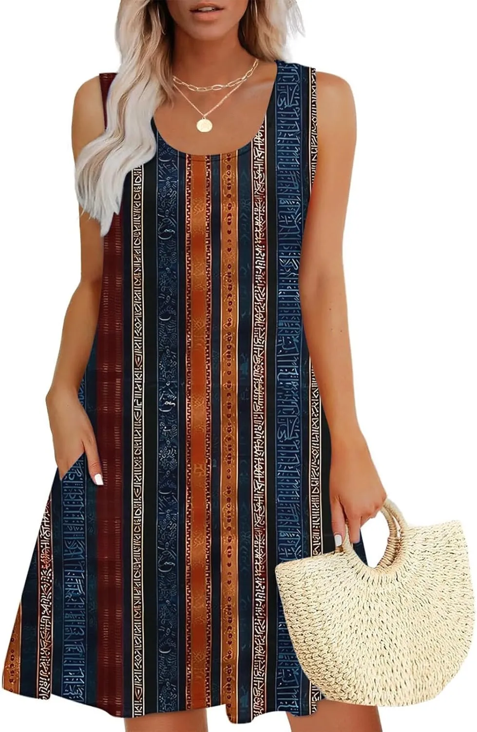 Womens Sleeveless Beach Dresses Trendy Swimsuit Cover Ups Vacation Dresses Floral Swing Mini Dress Flowy Dresses