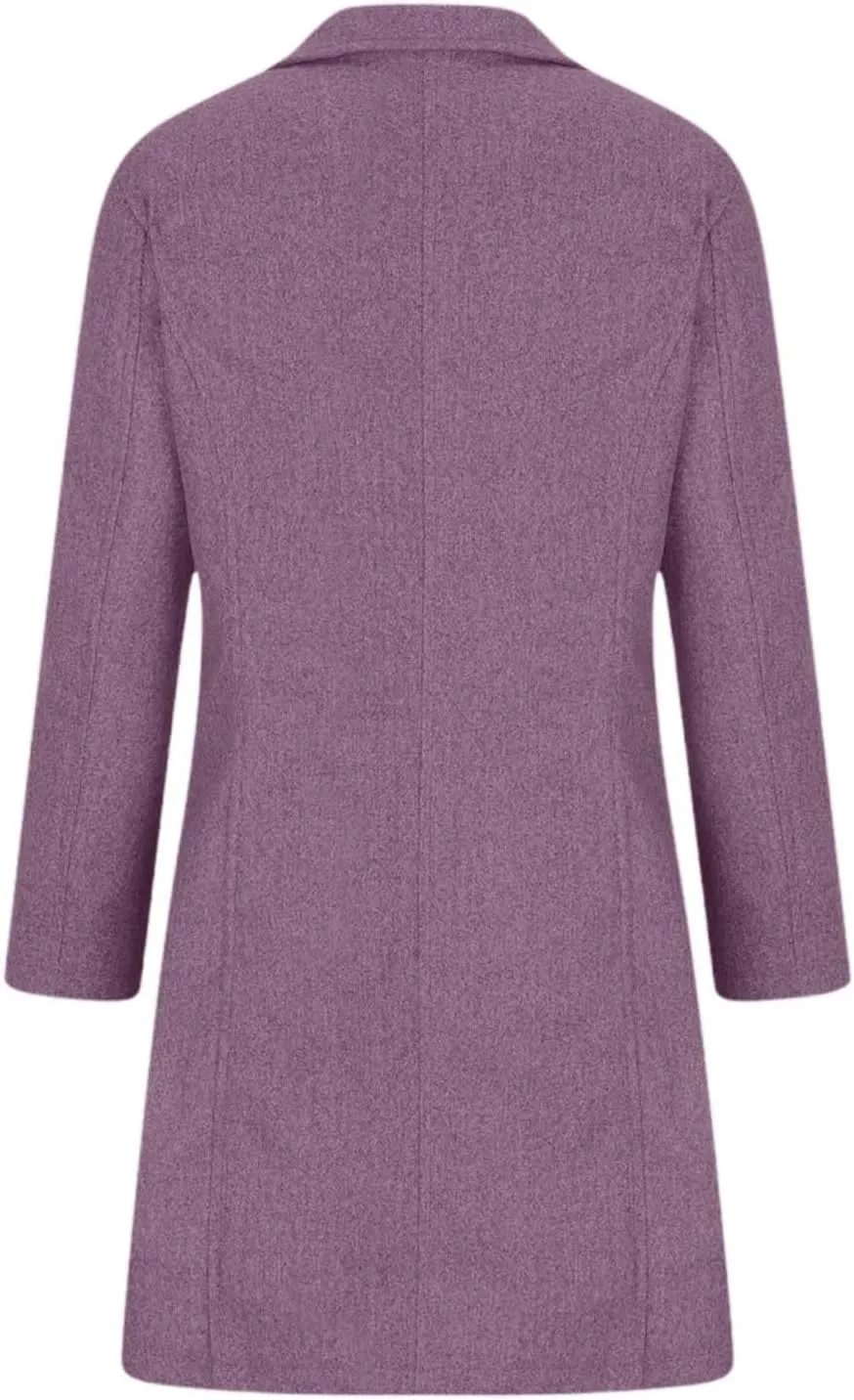 Women's Solid Color Thermal Windbreaker Notched Lapel Single Breasted Thick A-Line Wool Pea Coat with Pockets