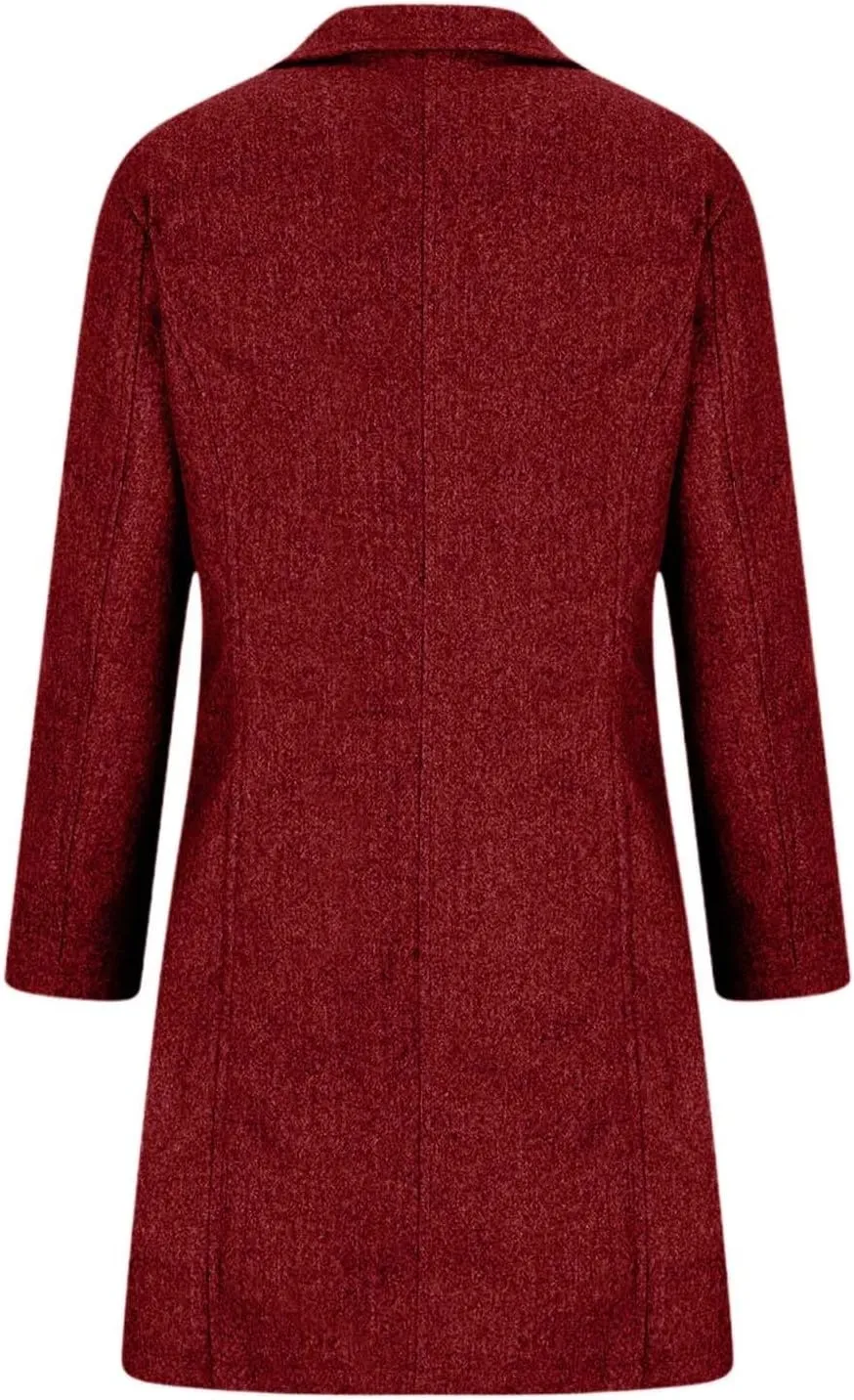 Women's Solid Color Thermal Windbreaker Notched Lapel Single Breasted Thick A-Line Wool Pea Coat with Pockets