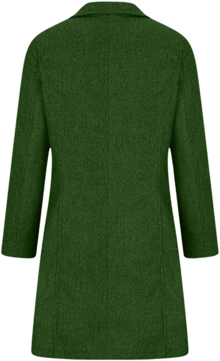 Women's Solid Color Thermal Windbreaker Notched Lapel Single Breasted Thick A-Line Wool Pea Coat with Pockets