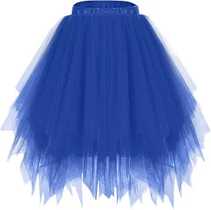 Women's Tulle Dance Skirts Puffy Ballet Dance Skirts Fluffy Mini Skirts Layered Tutu Skirt A Line Mesh Flowy Skirts