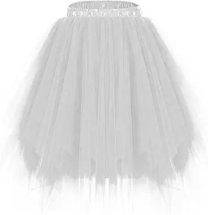 Women's Tulle Dance Skirts Puffy Ballet Dance Skirts Fluffy Mini Skirts Layered Tutu Skirt A Line Mesh Flowy Skirts
