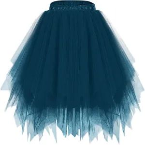 Women's Tulle Dance Skirts Puffy Ballet Dance Skirts Fluffy Mini Skirts Layered Tutu Skirt A Line Mesh Flowy Skirts