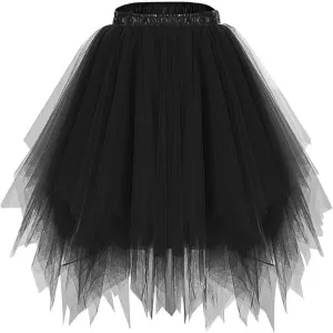 Women's Tulle Dance Skirts Puffy Ballet Dance Skirts Fluffy Mini Skirts Layered Tutu Skirt A Line Mesh Flowy Skirts