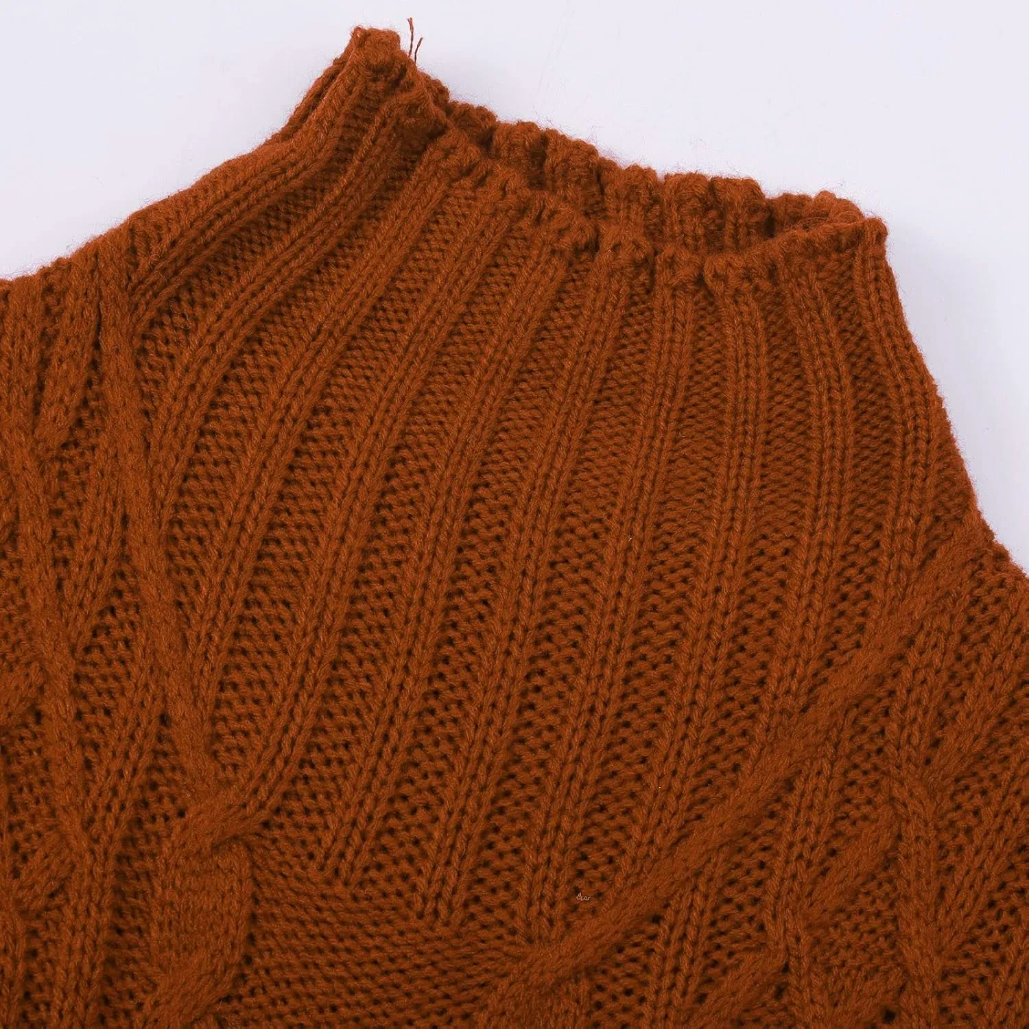 Women's Turtleneck Knit Pullover Long Sleeve Casual Oversized Sweater Tops Womens Fall Tops Ribbed Knit Sweater