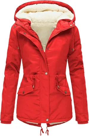 Womens Winter Casual Warm Slim Fleece Coat Long Sleeve Pocket Outwear Thick Solid Button Overcoat Daily Outdoor Clothes