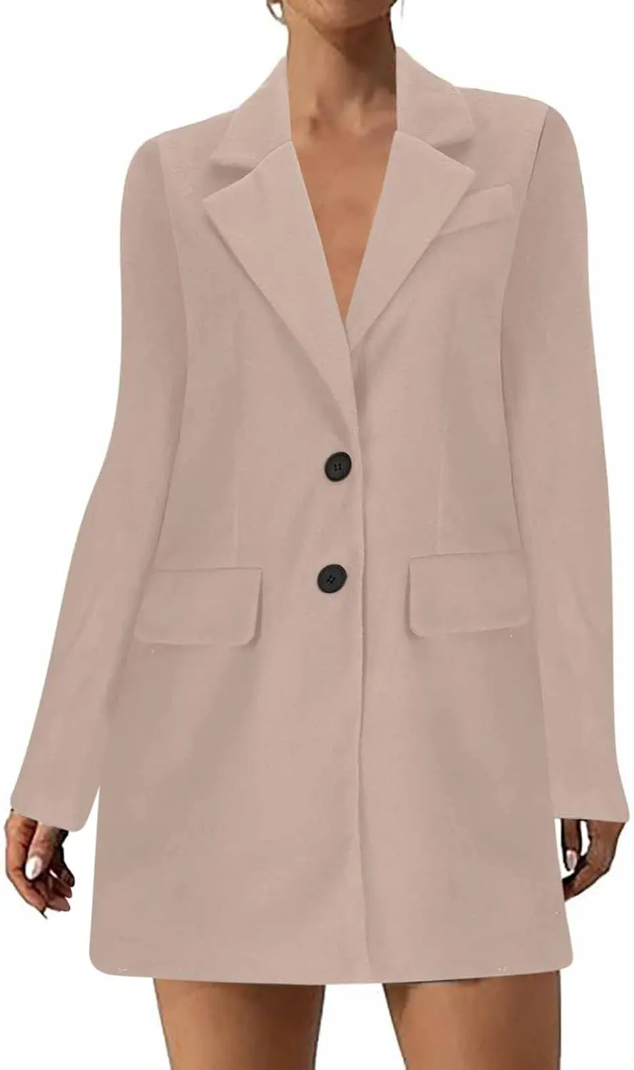 Womens Winter Coats Casual Notched Collar Single Breasted Mid-Long Trench Coats Formal Work Office Overcoat Wool Coats