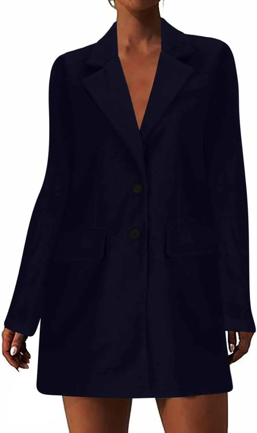 Womens Winter Coats Casual Notched Collar Single Breasted Mid-Long Trench Coats Formal Work Office Overcoat Wool Coats