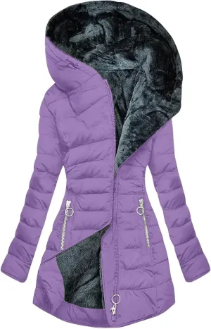 Womens Winter Coats Long Length Sherpa Fleece Lined Warm Heavy Jackets Thickened Windproof Outerwear with Fur Hood