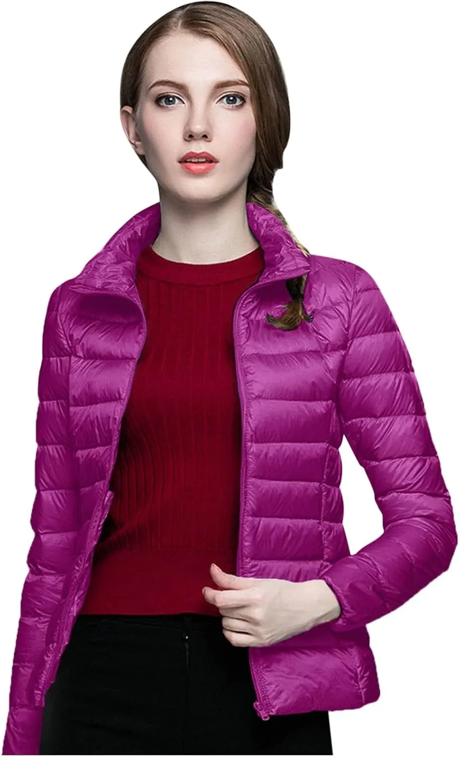 Women's Winter Down Long Jacket Thickened Puffer Warm Coat Warm Packable Down Jackets Slim Fit Hooded Jacket