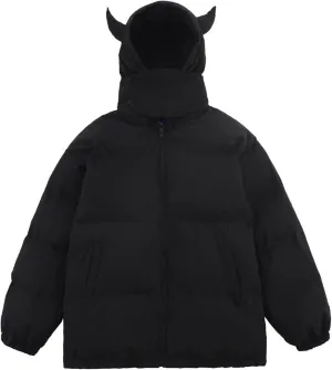 Women's Winter Long Sleeve Zip Puffer Jacket Pockets Baggy Short Down Coats Hooded Down Jacket Streetwear Y2k Clothes