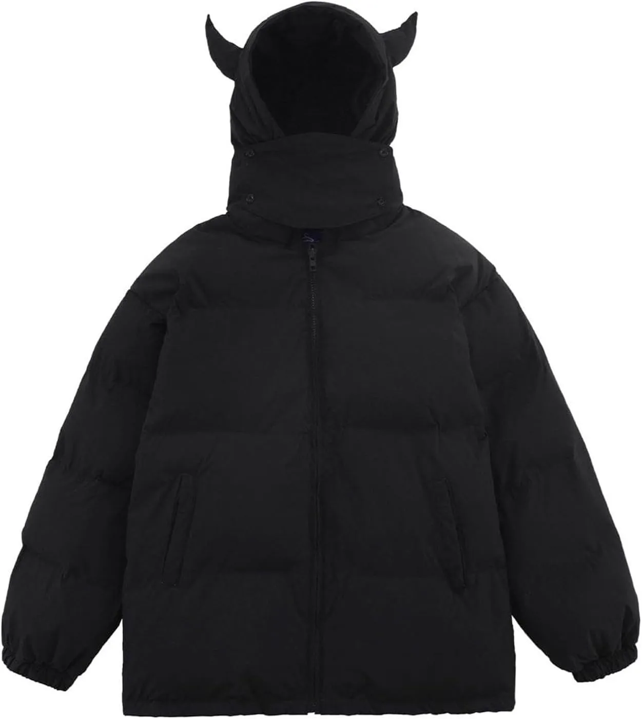 Women's Winter Long Sleeve Zip Puffer Jacket Pockets Baggy Short Down Coats Hooded Down Jacket Streetwear Y2k Clothes