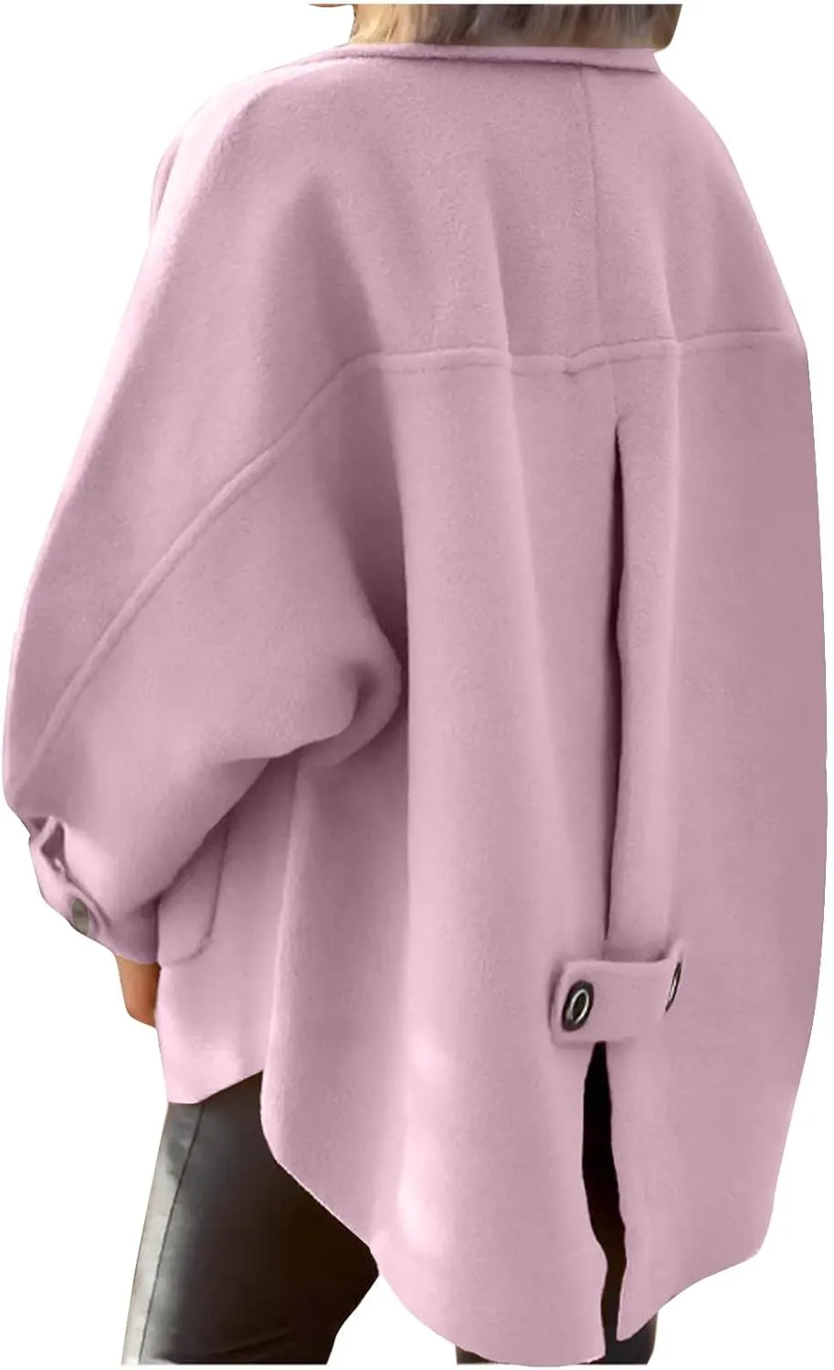 Women's Wool Coats Lapel Cropped Pea Coats Button Up Casual Jackets Trendy Winter Coats Peacoat Fall Outwear Overcoat