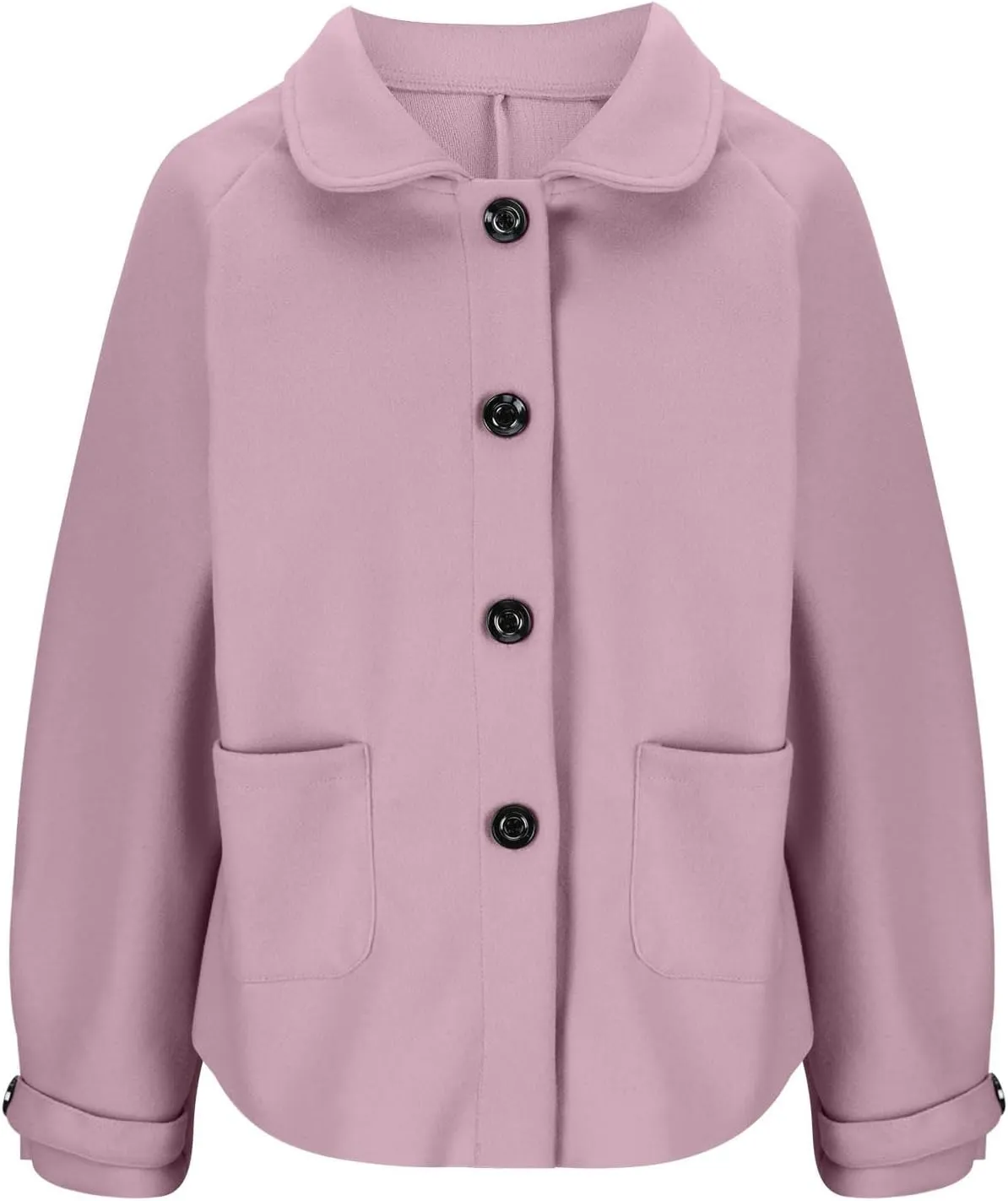 Women's Wool Coats Lapel Cropped Pea Coats Button Up Casual Jackets Trendy Winter Coats Peacoat Fall Outwear Overcoat