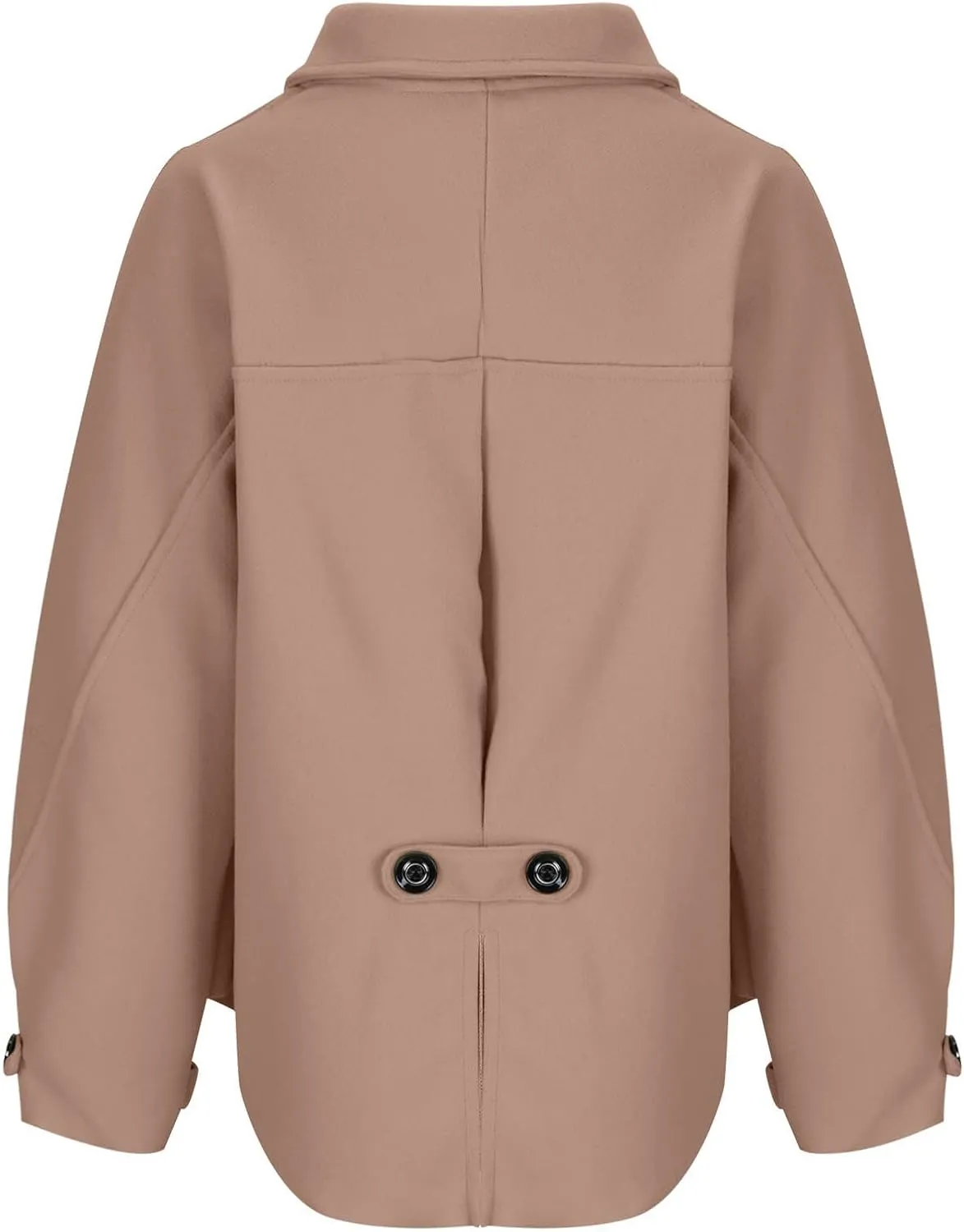 Women's Wool Coats Lapel Cropped Pea Coats Button Up Casual Jackets Trendy Winter Coats Peacoat Fall Outwear Overcoat