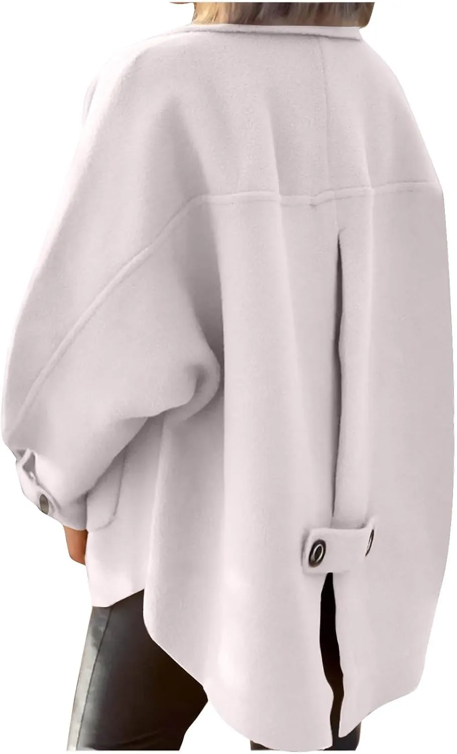Women's Wool Coats Lapel Cropped Pea Coats Button Up Casual Jackets Trendy Winter Coats Peacoat Fall Outwear Overcoat