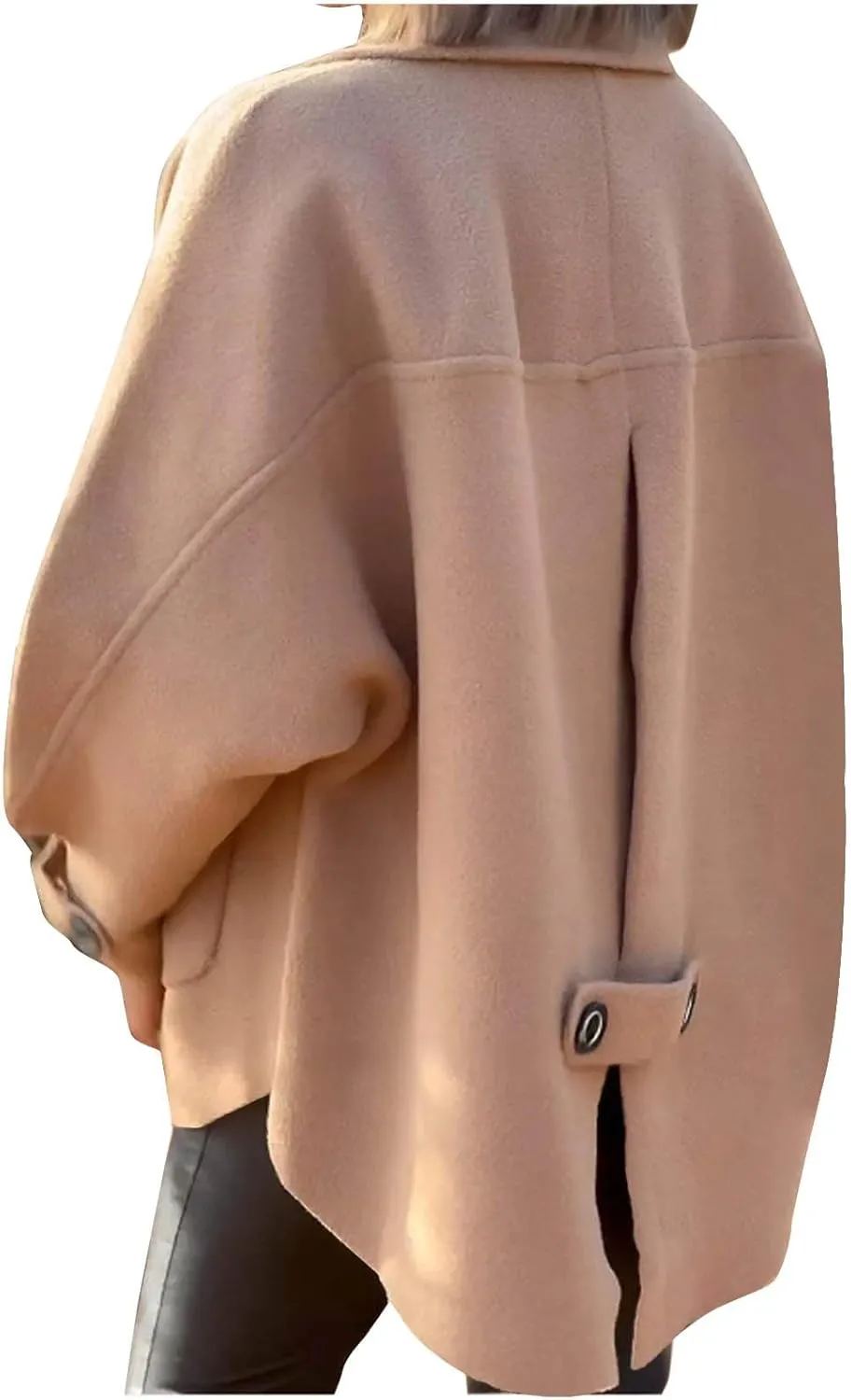 Women's Wool Coats Lapel Cropped Pea Coats Button Up Casual Jackets Trendy Winter Coats Peacoat Fall Outwear Overcoat