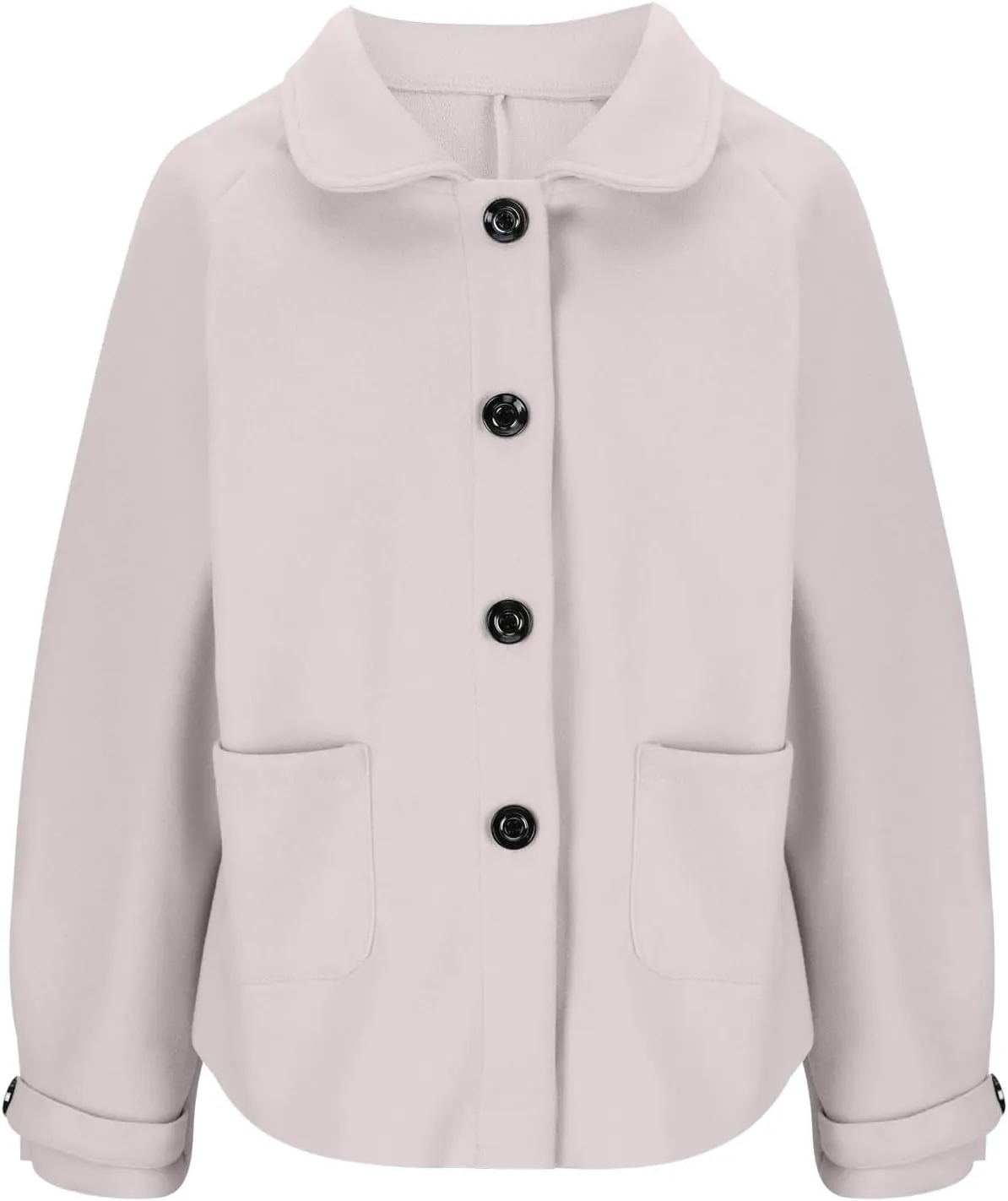 Women's Wool Coats Lapel Cropped Pea Coats Button Up Casual Jackets Trendy Winter Coats Peacoat Fall Outwear Overcoat