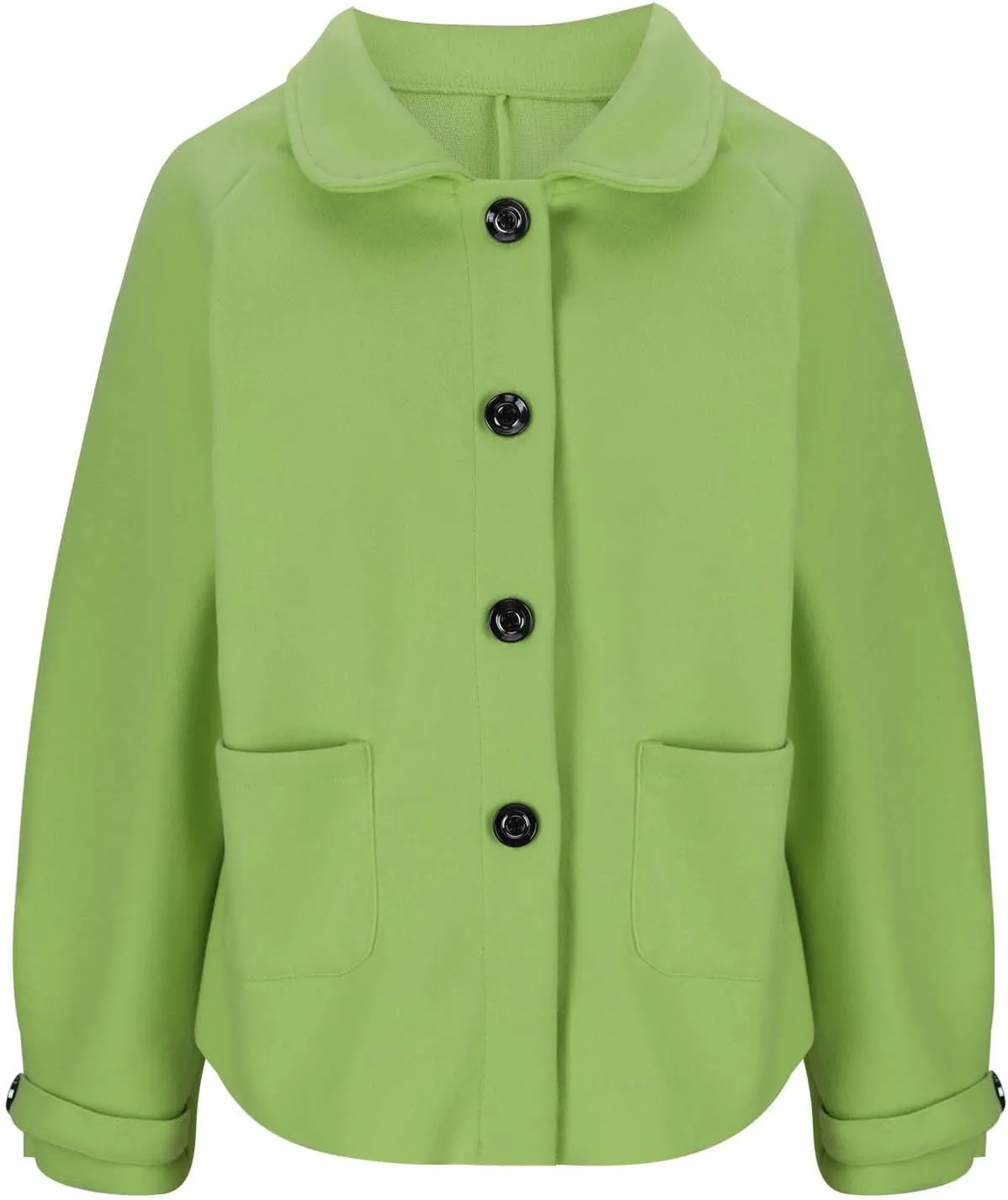 Women's Wool Coats Lapel Cropped Pea Coats Button Up Casual Jackets Trendy Winter Coats Peacoat Fall Outwear Overcoat