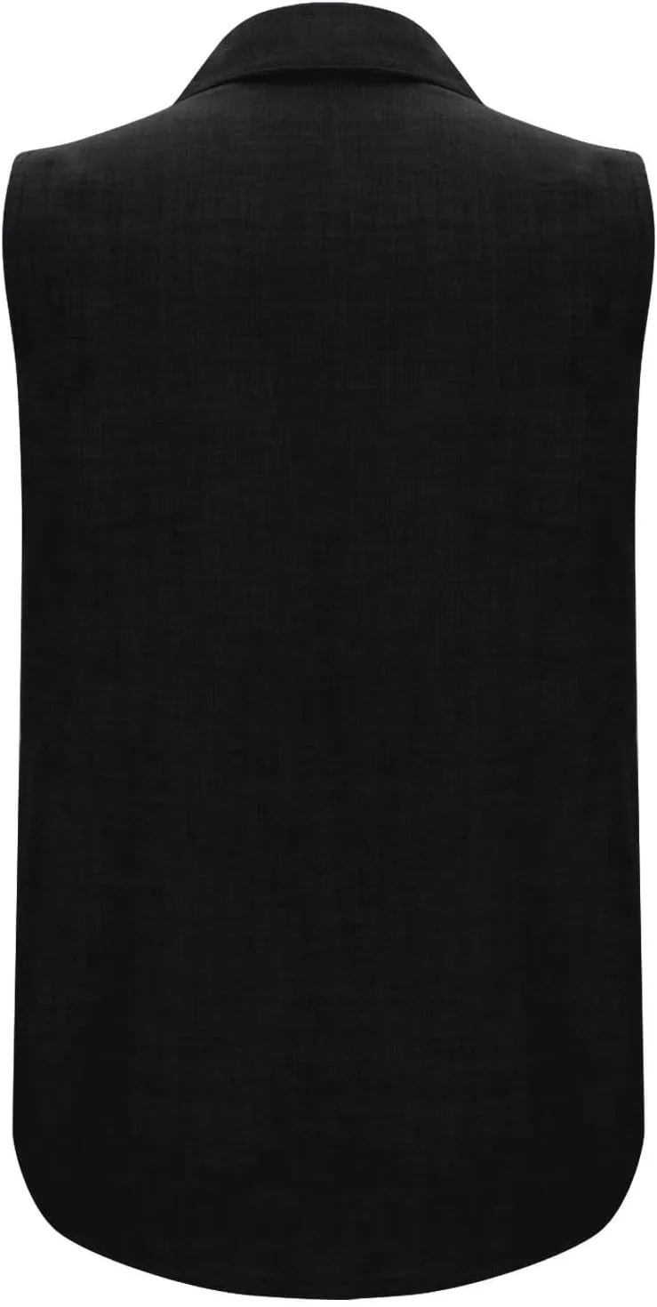 Women's Work Tops Button Down Linen Shirts Sleeveless Summer Blouses Business Casual Tshirts Trendy Tank Tops