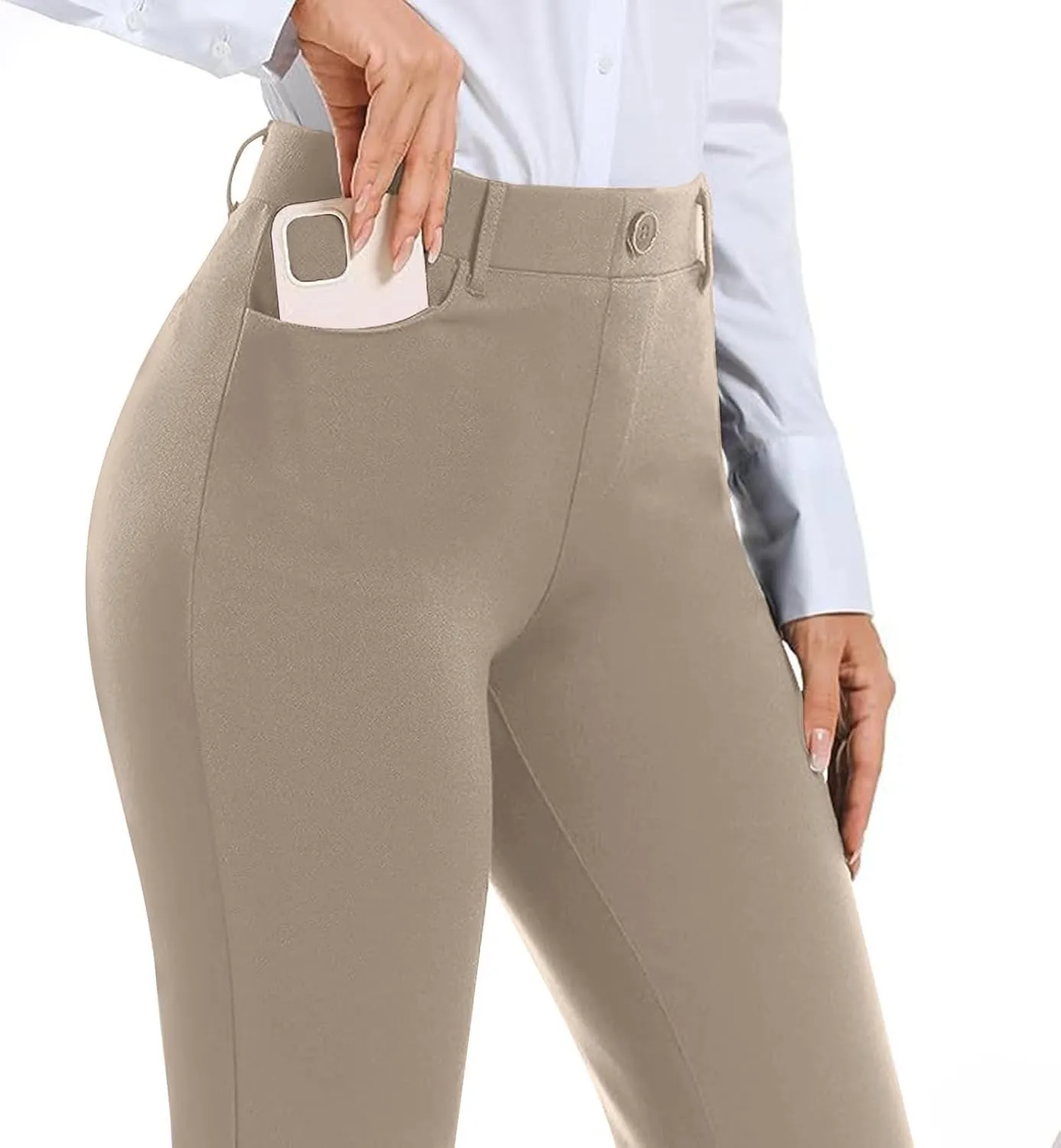 Work Pants Women Business Casual Dress Pants Trousers Bootcut Pants with Pockets Ladies High Waisted Office Pants