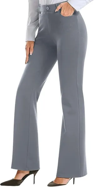 Work Pants Women Business Casual Dress Pants Trousers Bootcut Pants with Pockets Ladies High Waisted Office Pants