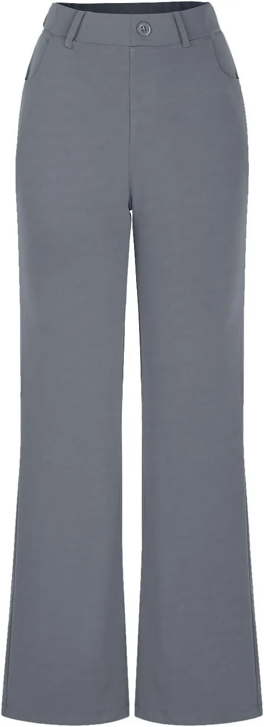 Work Pants Women Business Casual Dress Pants Trousers Bootcut Pants with Pockets Ladies High Waisted Office Pants
