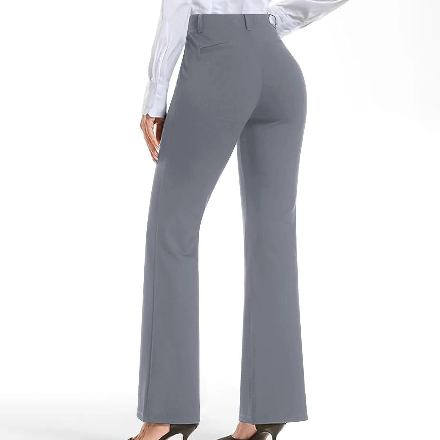 Work Pants Women Business Casual Dress Pants Trousers Bootcut Pants with Pockets Ladies High Waisted Office Pants