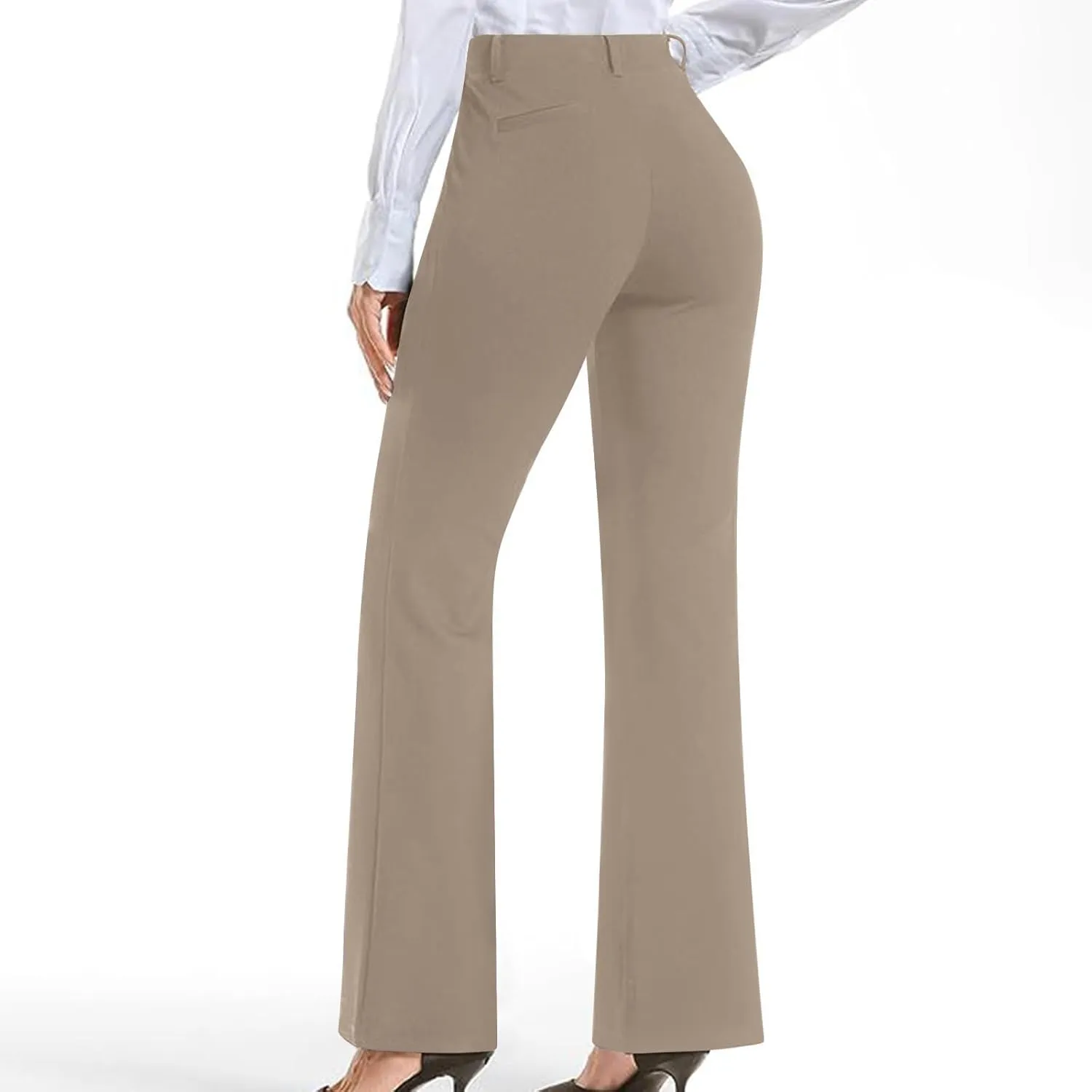 Work Pants Women Business Casual Dress Pants Trousers Bootcut Pants with Pockets Ladies High Waisted Office Pants