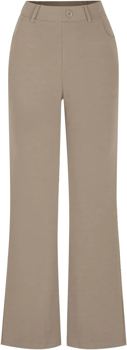 Work Pants Women Business Casual Dress Pants Trousers Bootcut Pants with Pockets Ladies High Waisted Office Pants
