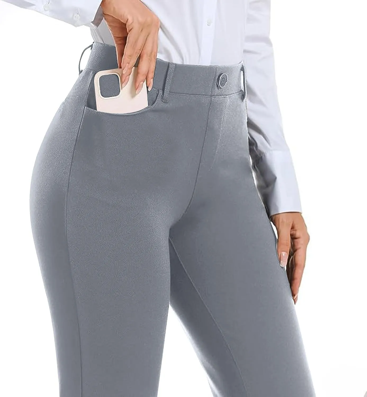 Work Pants Women Business Casual Dress Pants Trousers Bootcut Pants with Pockets Ladies High Waisted Office Pants