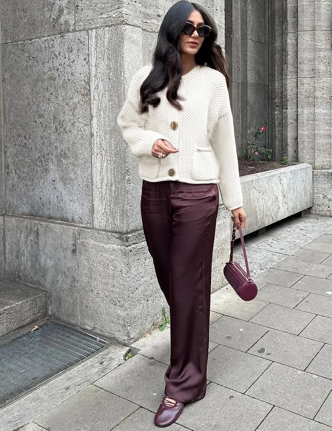 Wyeysyt Womens Cropped Cardigan Sweaters Chunky Knit Gold Button Down Open Front Cardigan Long Sleeve Crop Crochet Sweaters
