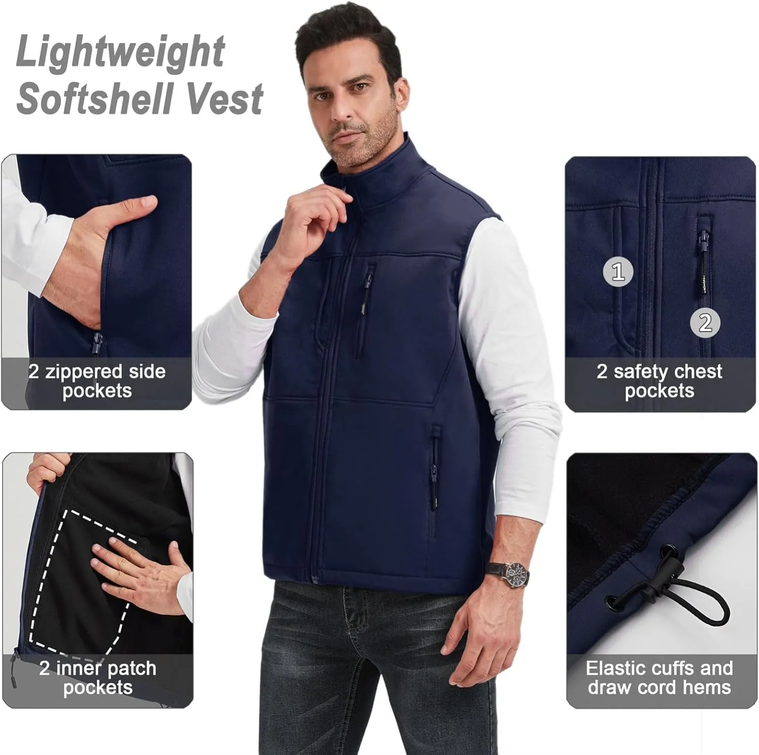 XinYangNi Mens Winter Vests Outerwear Fleece Lined Puffer Vest Warm Casual Quilted Vest Bubble Sherpa Vest Jacket