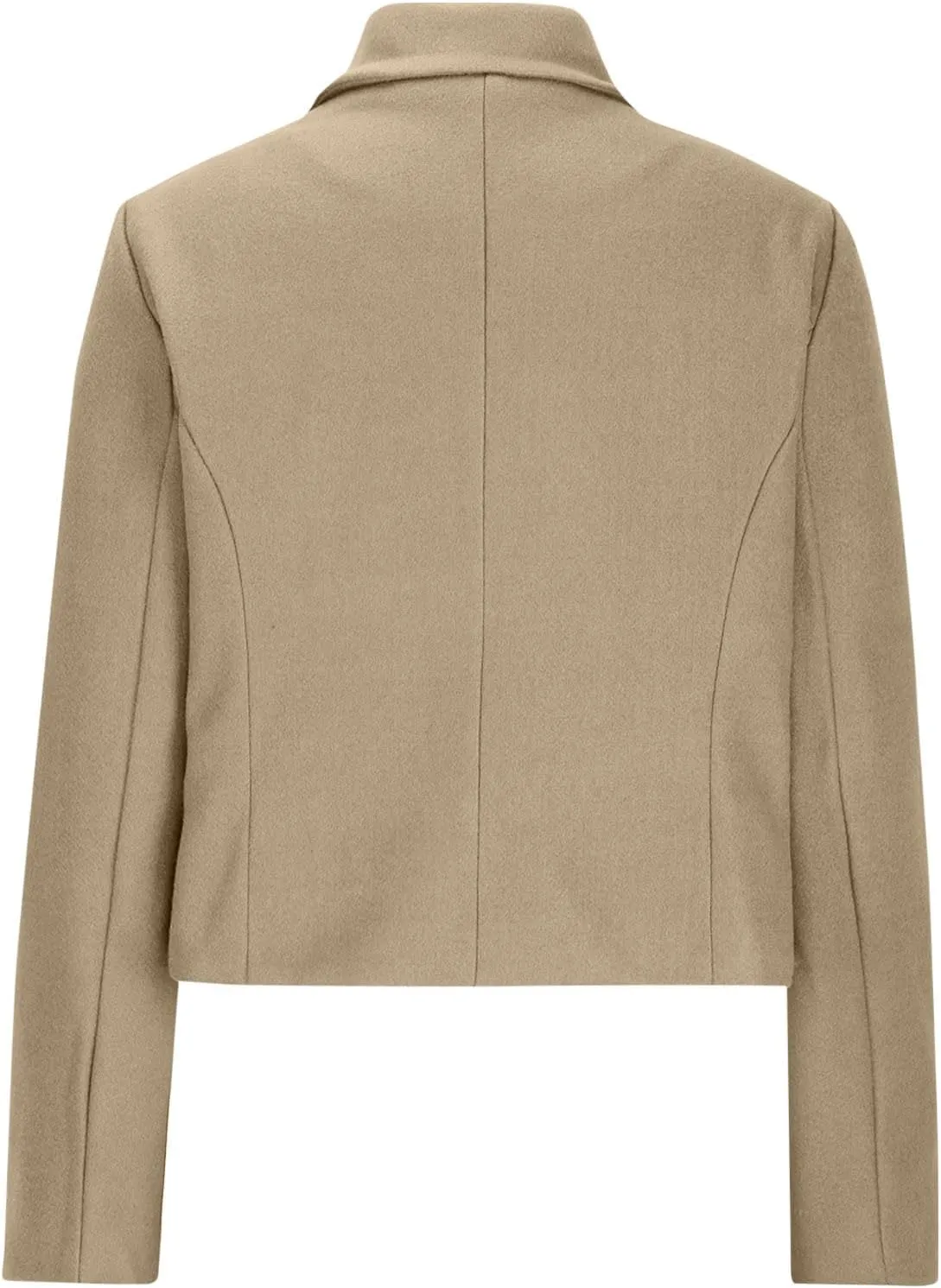 yardsong Cropped Pea Coat Women Wool Blend Notched Lapel Collar Long Sleeve Casual Jackets Fashion Long Sleeve Outwear