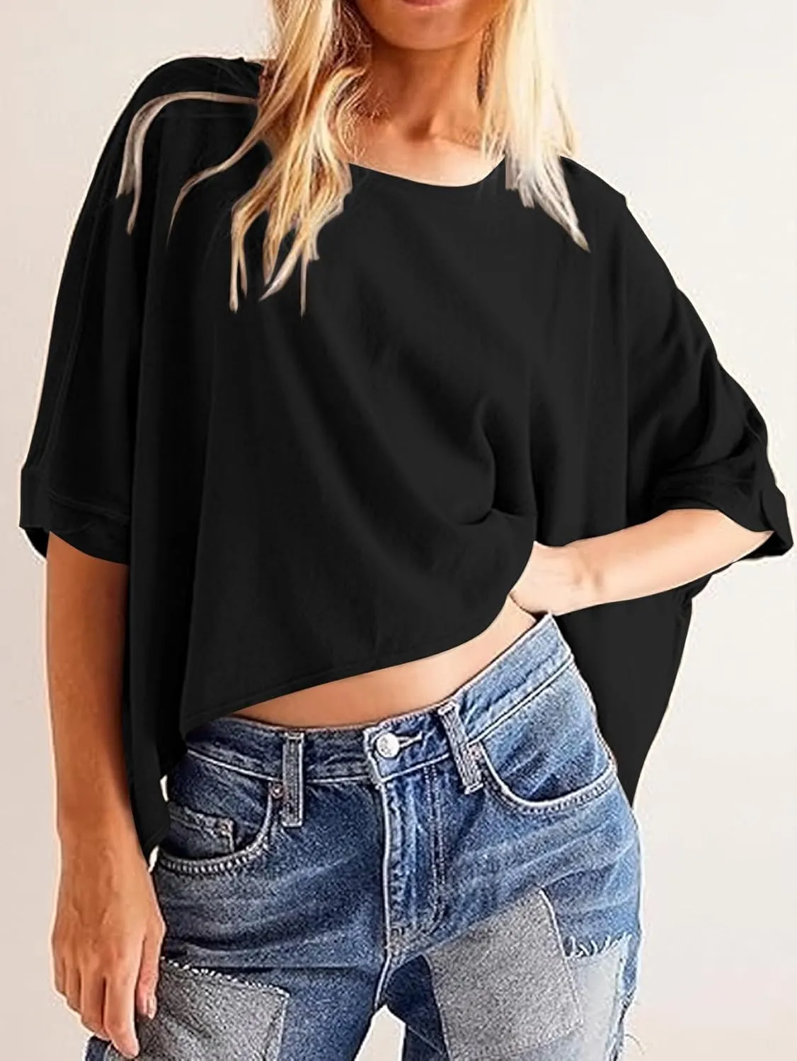 YKR Summer Tops Womens Crop Tops Oversized T Shirts Loose Fit Casual Tee Trendy Shirts 2025