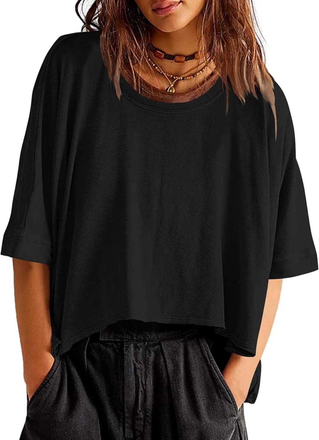 YKR Summer Tops Womens Crop Tops Oversized T Shirts Loose Fit Casual Tee Trendy Shirts 2025