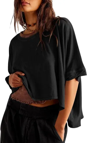 YKR Summer Tops Womens Crop Tops Oversized T Shirts Loose Fit Casual Tee Trendy Shirts 2025