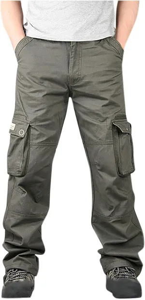 Zeiyignr Men's Hiking Tactical Pants, Outdoor Ripstop Cargo Pants, Multi-Pocket Work Pants, Lightweight Baggy Casual Pants