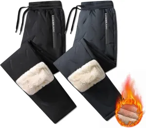 ZHIFANXN 2 Pack Fleece Lined Sweatpants Women Joggers for Women with Pockets High Waisted Thermal Winter Warm Pants for Snow