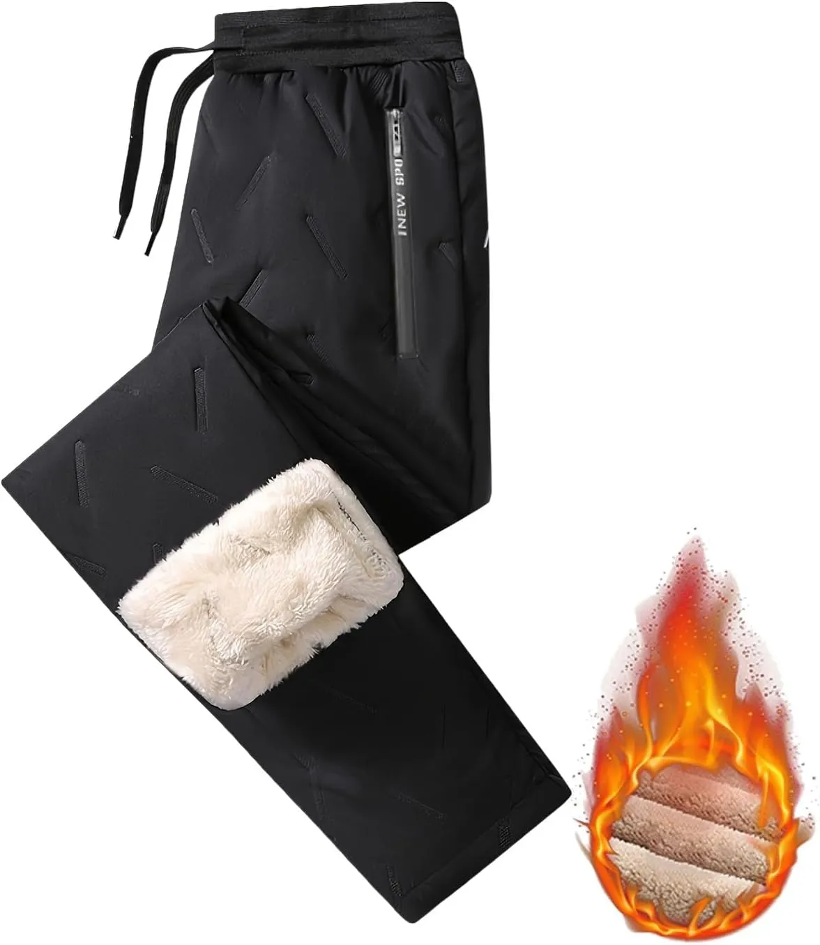 ZHIFANXN 2 Pack Fleece Lined Sweatpants Women Joggers for Women with Pockets High Waisted Thermal Winter Warm Pants for Snow