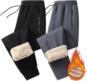 ZHIFANXN 2 Pack Fleece Lined Sweatpants Women Joggers for Women with Pockets High Waisted Thermal Winter Warm Pants for Snow