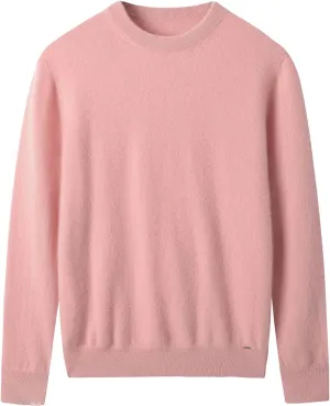 ZHILI Men's Crewneck Cashmere Sweater Solid Color Knit
