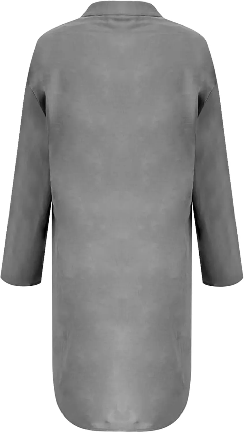 ZYXTIM Linen Dresses for Women 2025 Oversize Short Sleeve V Neck Casual Summer Dress Loose Lightweight Loungewear with Pocket